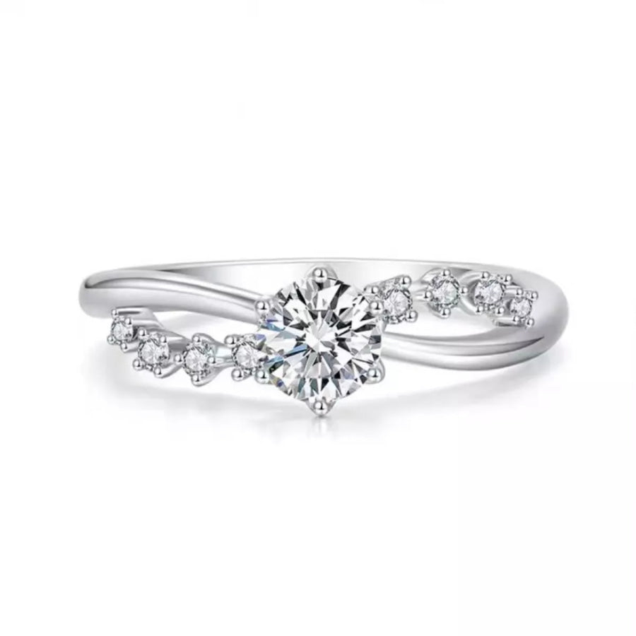 925 Sterling Silver Zircon Ring Silver / 5 Apparel and Accessories