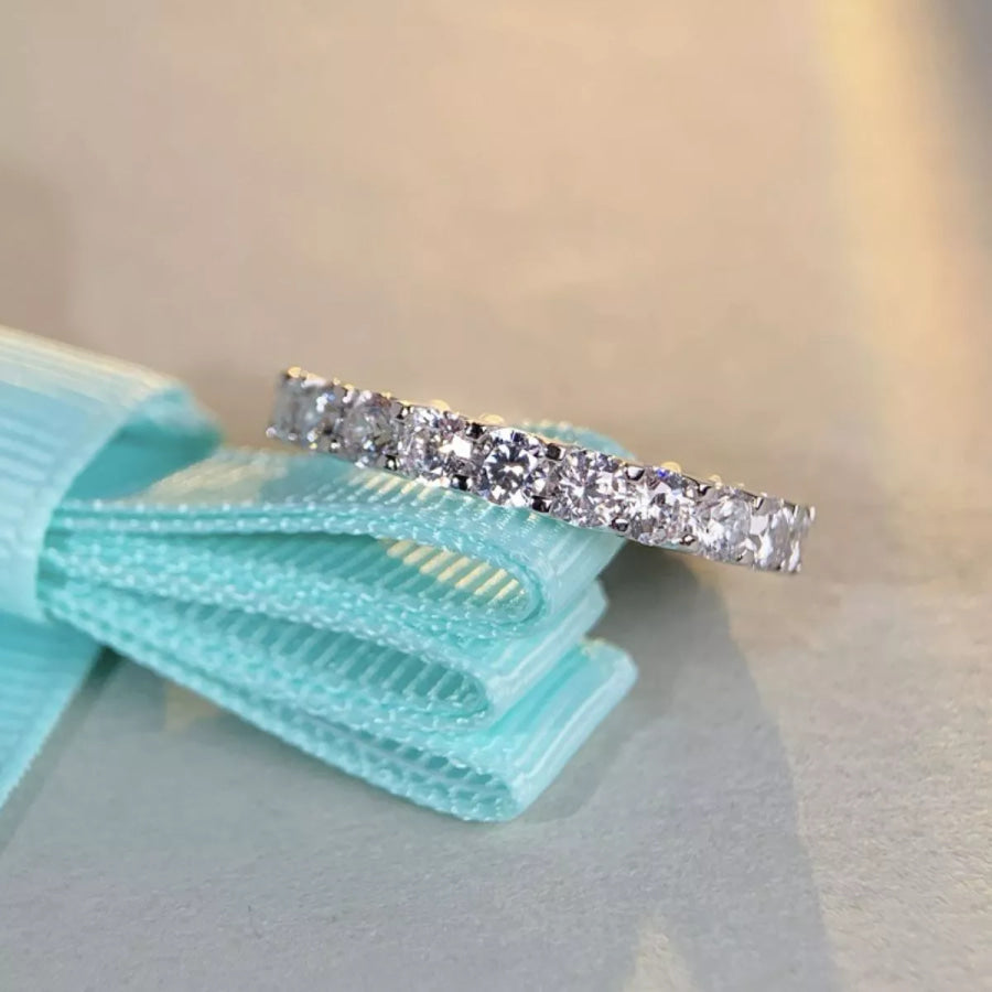 925 Sterling Silver Zircon Ring Silver / 5 Apparel and Accessories