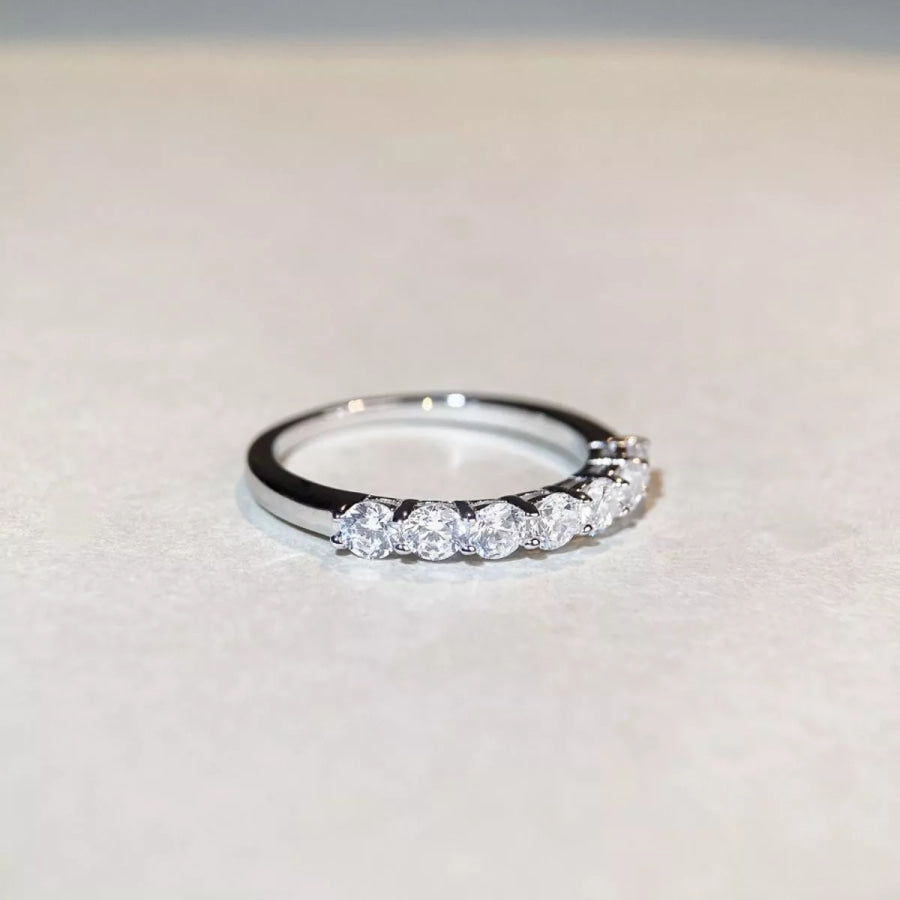 925 Sterling Silver Zircon Ring Silver / 5 Apparel and Accessories