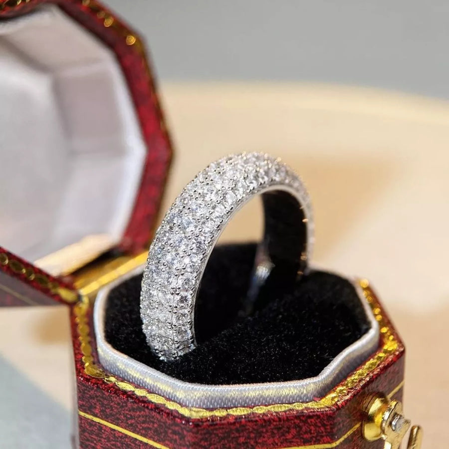 925 Sterling Silver Zircon Ring Silver / 5 Apparel and Accessories