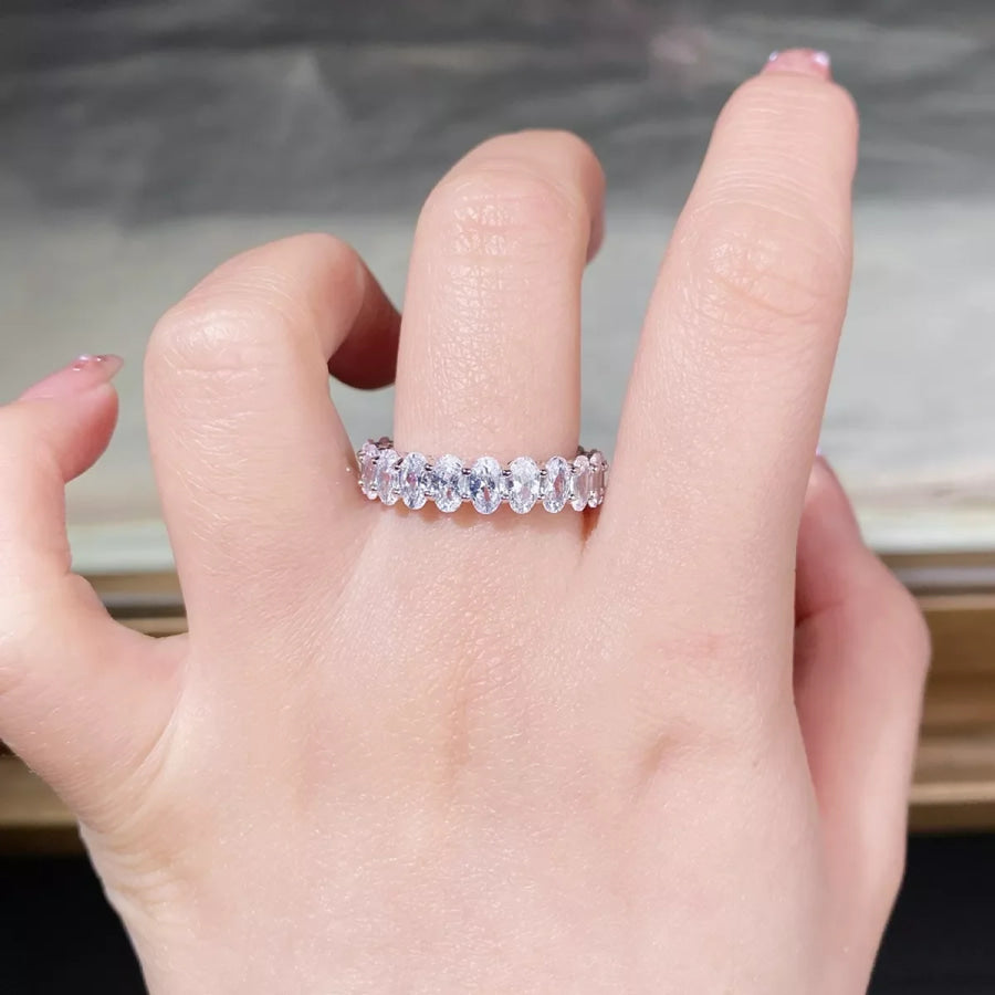 925 Sterling Silver Zircon Ring Silver / 5 Apparel and Accessories