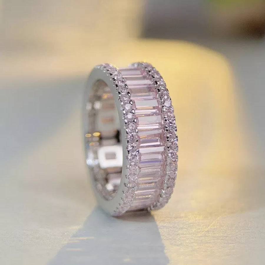 925 Sterling Silver Zircon Ring Blush Pink / 5 Apparel and Accessories