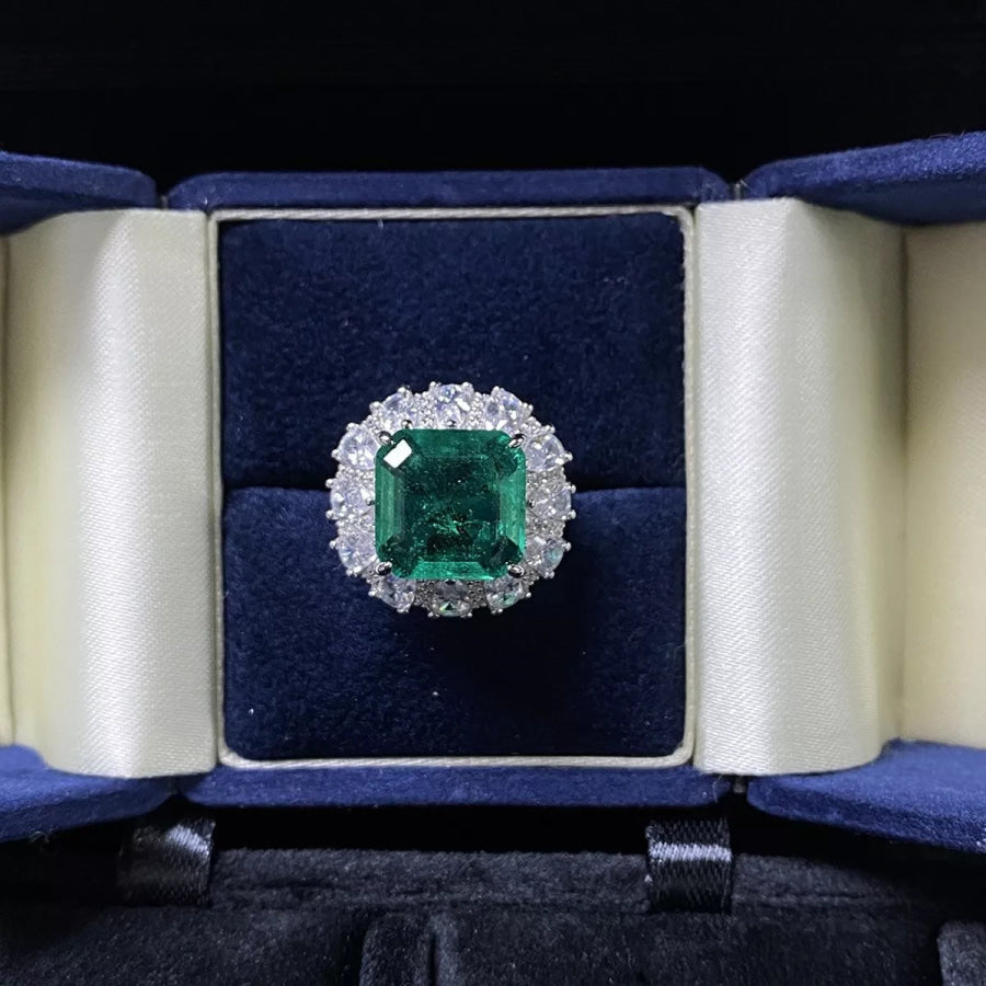 925 Sterling Silver Zircon Ring Green / 5 Apparel and Accessories