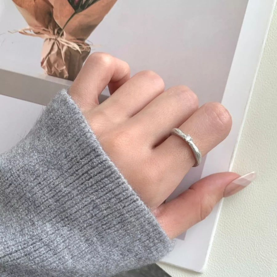 925 Sterling Silver Zircon Ring Silver / One Size Apparel and Accessories