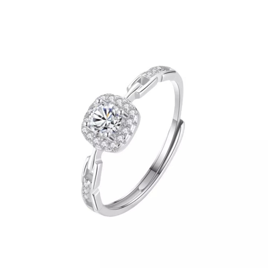 925 Sterling Silver Zircon Ring Silver / One Size Apparel and Accessories