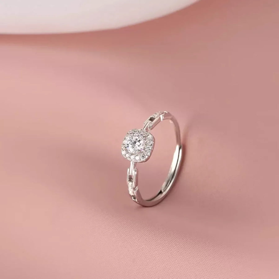 925 Sterling Silver Zircon Ring Silver / One Size Apparel and Accessories