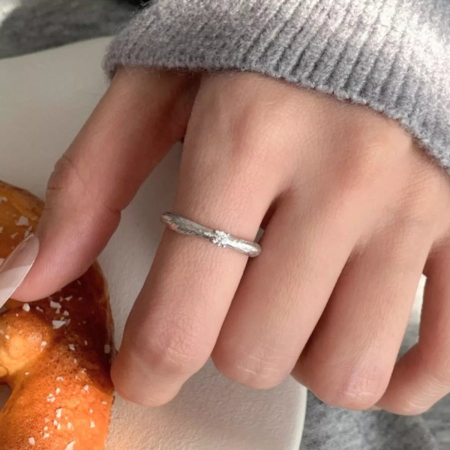 925 Sterling Silver Zircon Ring Silver / One Size Apparel and Accessories