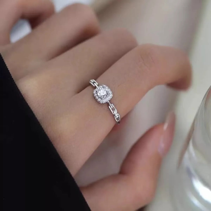 925 Sterling Silver Zircon Ring Silver / One Size Apparel and Accessories