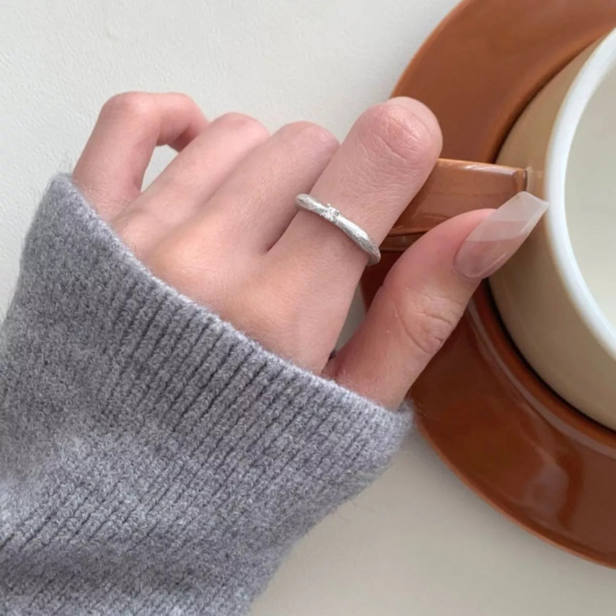 925 Sterling Silver Zircon Ring Silver / One Size Apparel and Accessories