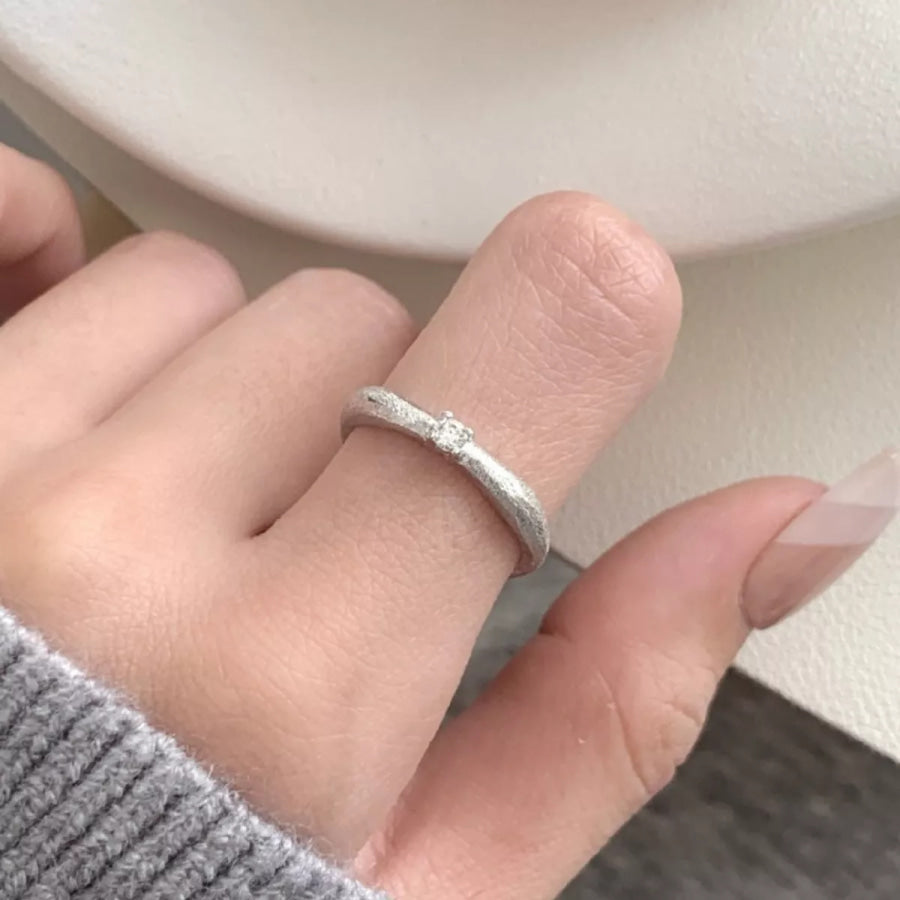 925 Sterling Silver Zircon Ring Silver / One Size Apparel and Accessories