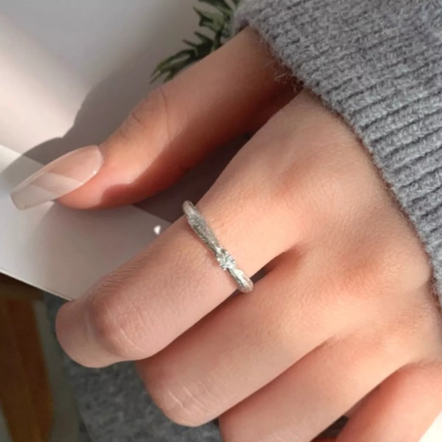 925 Sterling Silver Zircon Ring Silver / One Size Apparel and Accessories