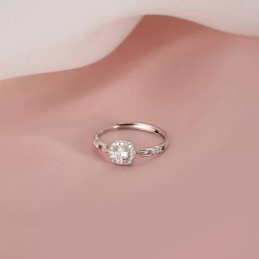 925 Sterling Silver Zircon Ring Silver / One Size Apparel and Accessories