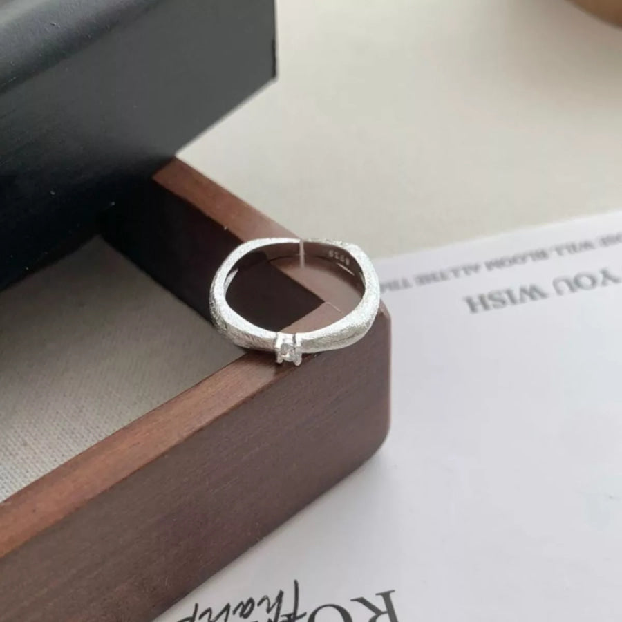 925 Sterling Silver Zircon Ring Silver / One Size Apparel and Accessories
