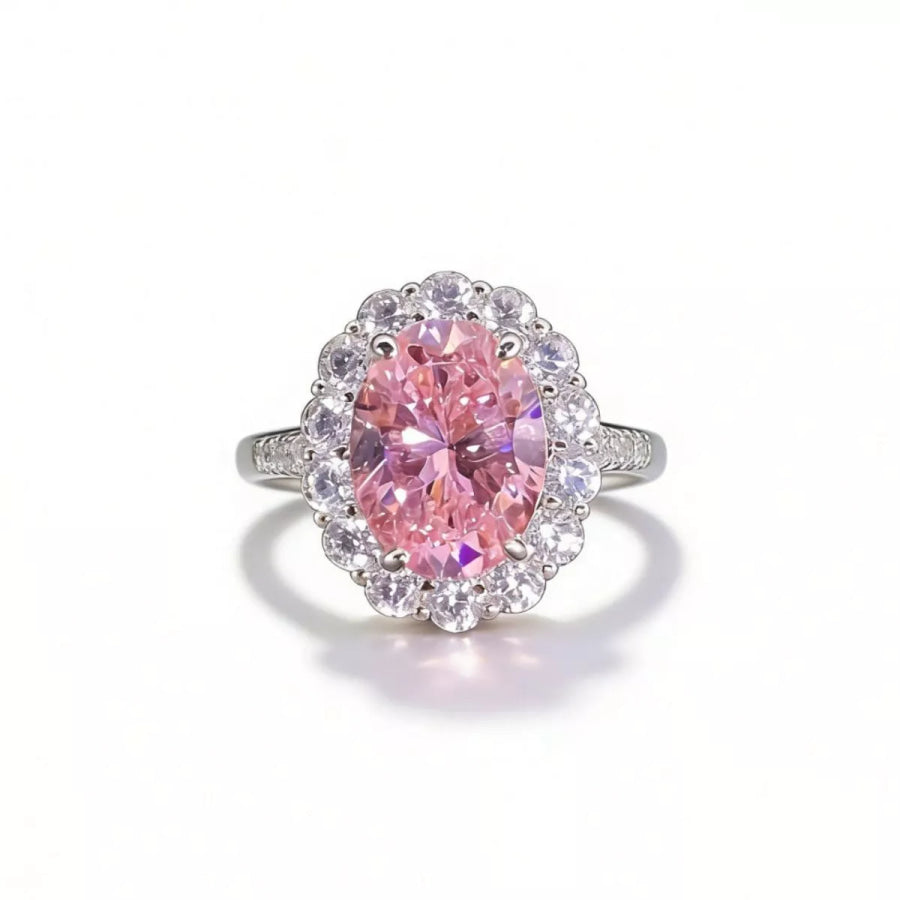 925 Sterling Silver Zircon Round Ring Apparel and Accessories