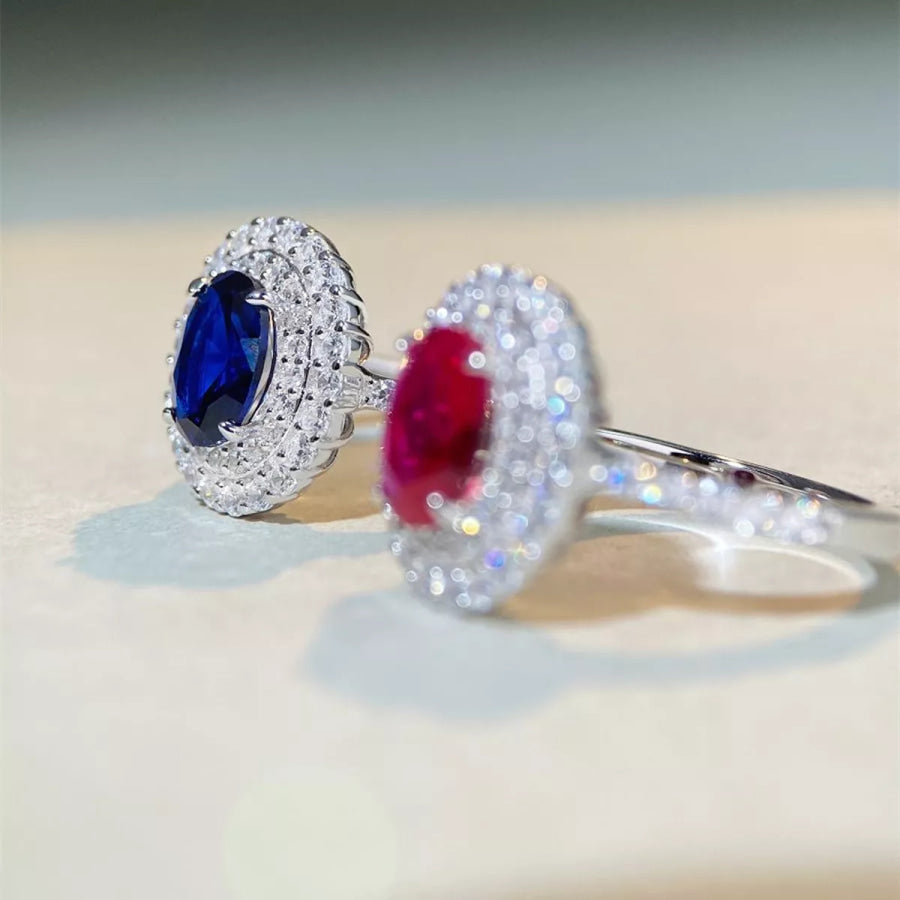 925 Sterling Silver Zircon Round Ring Apparel and Accessories