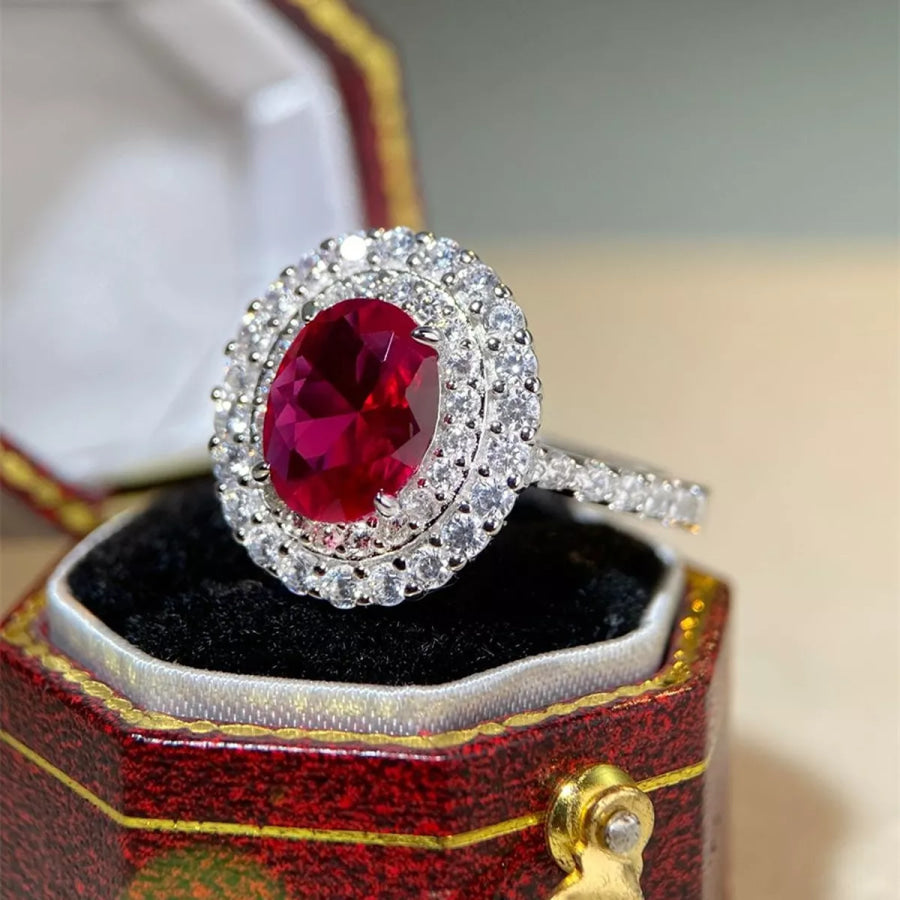 925 Sterling Silver Zircon Round Ring Apparel and Accessories