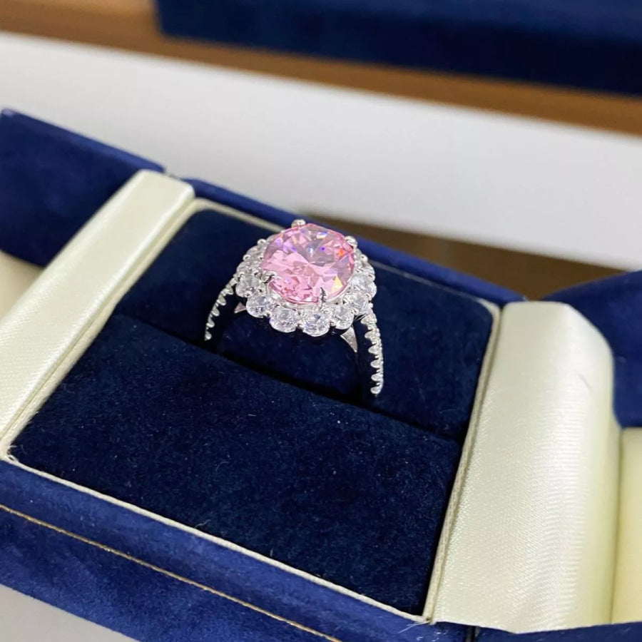 925 Sterling Silver Zircon Round Ring Apparel and Accessories