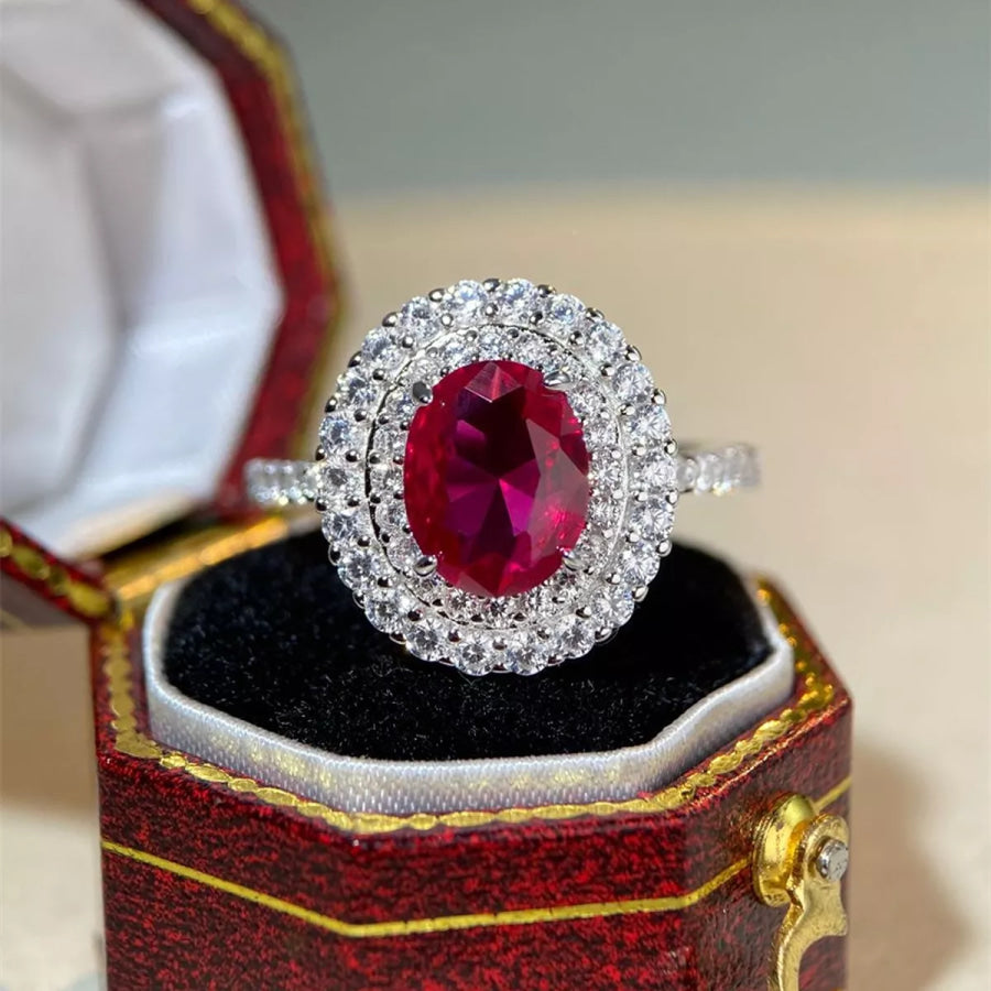 925 Sterling Silver Zircon Round Ring Apparel and Accessories