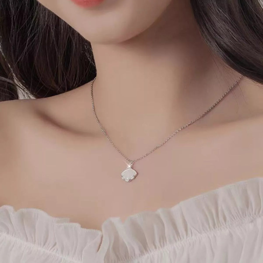 925 Sterling Silver Zircon Shell Necklace Silver / onesize Apparel and Accessories