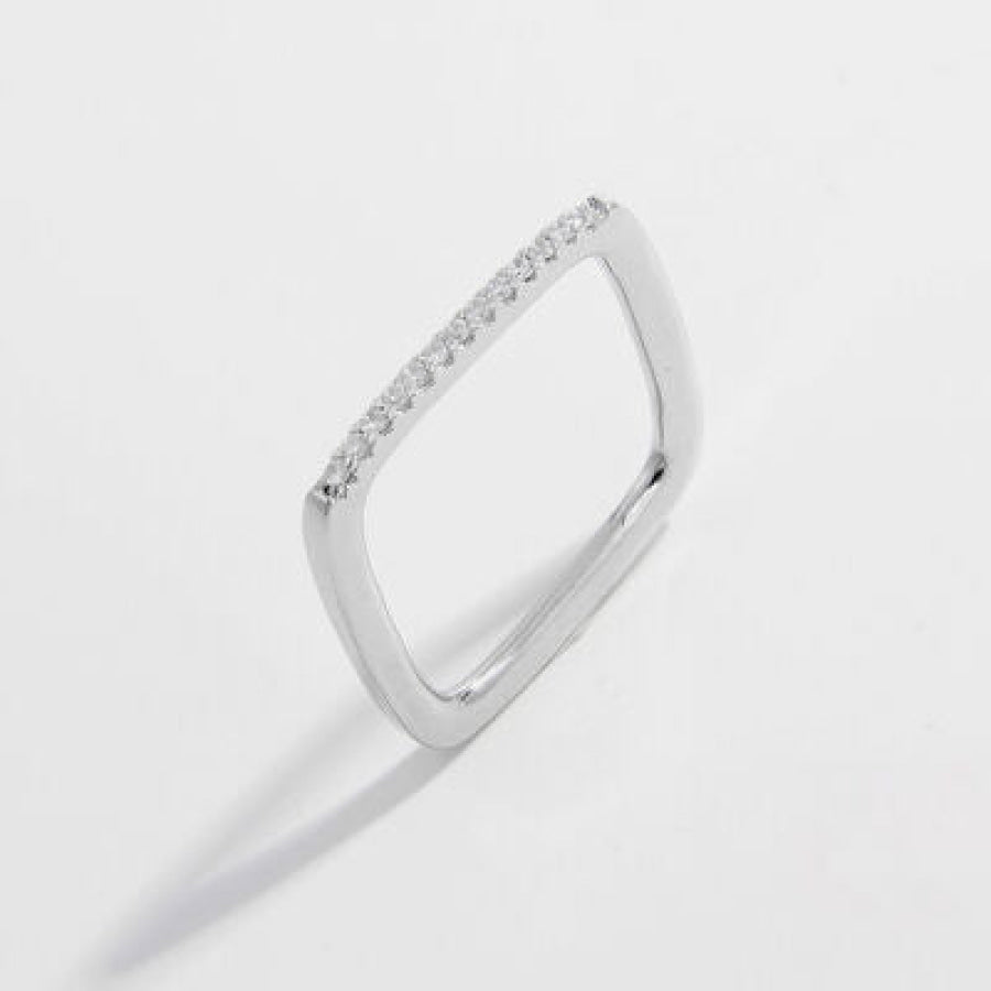 925 Sterling Silver Zircon Square Ring / 6 Apparel and Accessories