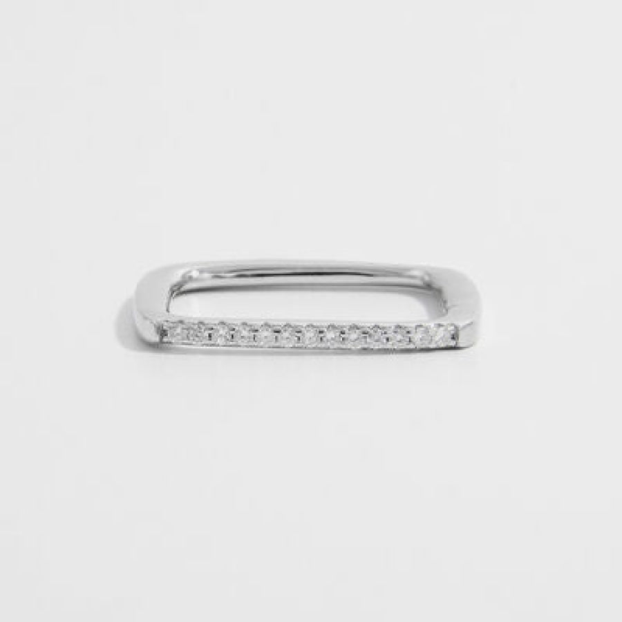 925 Sterling Silver Zircon Square Ring Apparel and Accessories