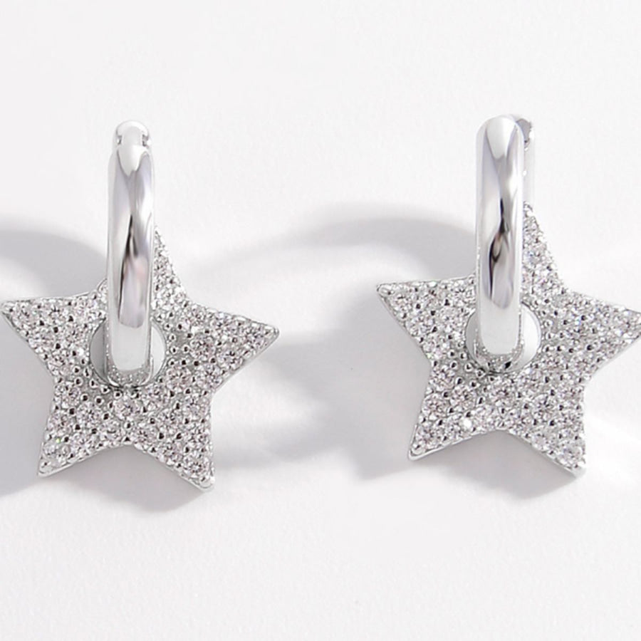 925 Sterling Silver Zircon Star Earrings Apparel and Accessories
