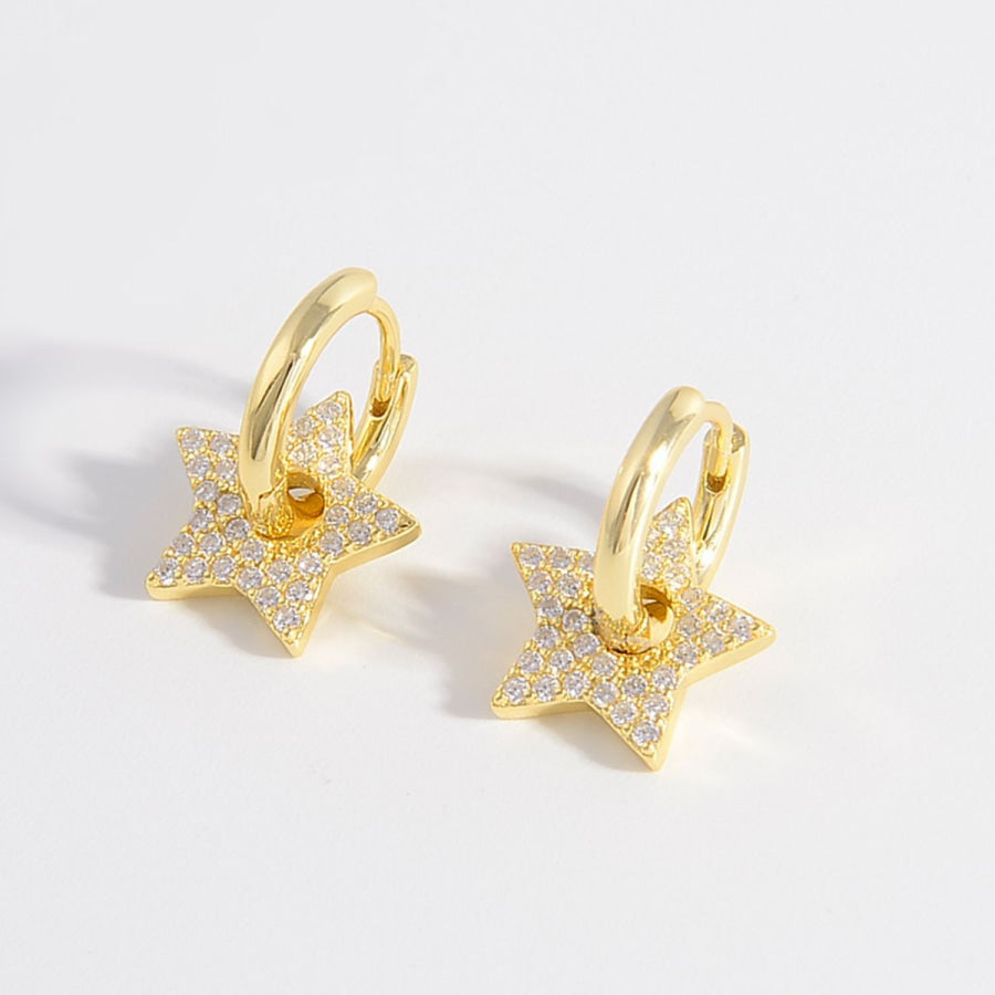 925 Sterling Silver Zircon Star Earrings Gold / One Size Apparel and Accessories