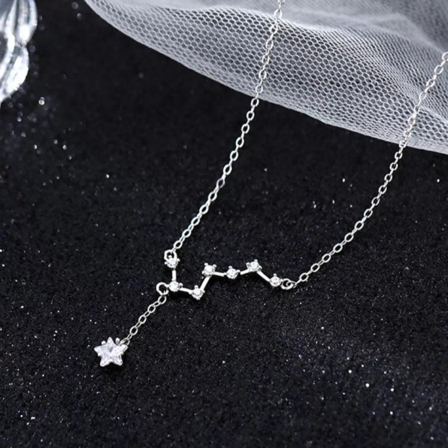 925 Sterling Silver Zircon Star Necklace Silver / One Size Apparel and Accessories