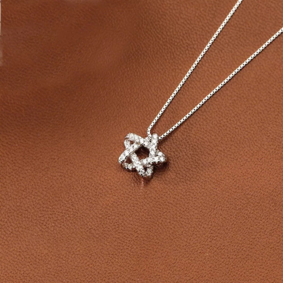 925 Sterling Silver Zircon Star Necklace Silver / One Size Apparel and Accessories