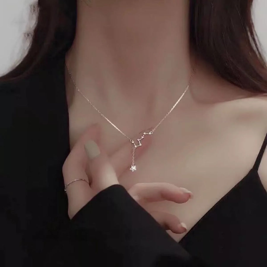 925 Sterling Silver Zircon Star Necklace Silver / One Size Apparel and Accessories