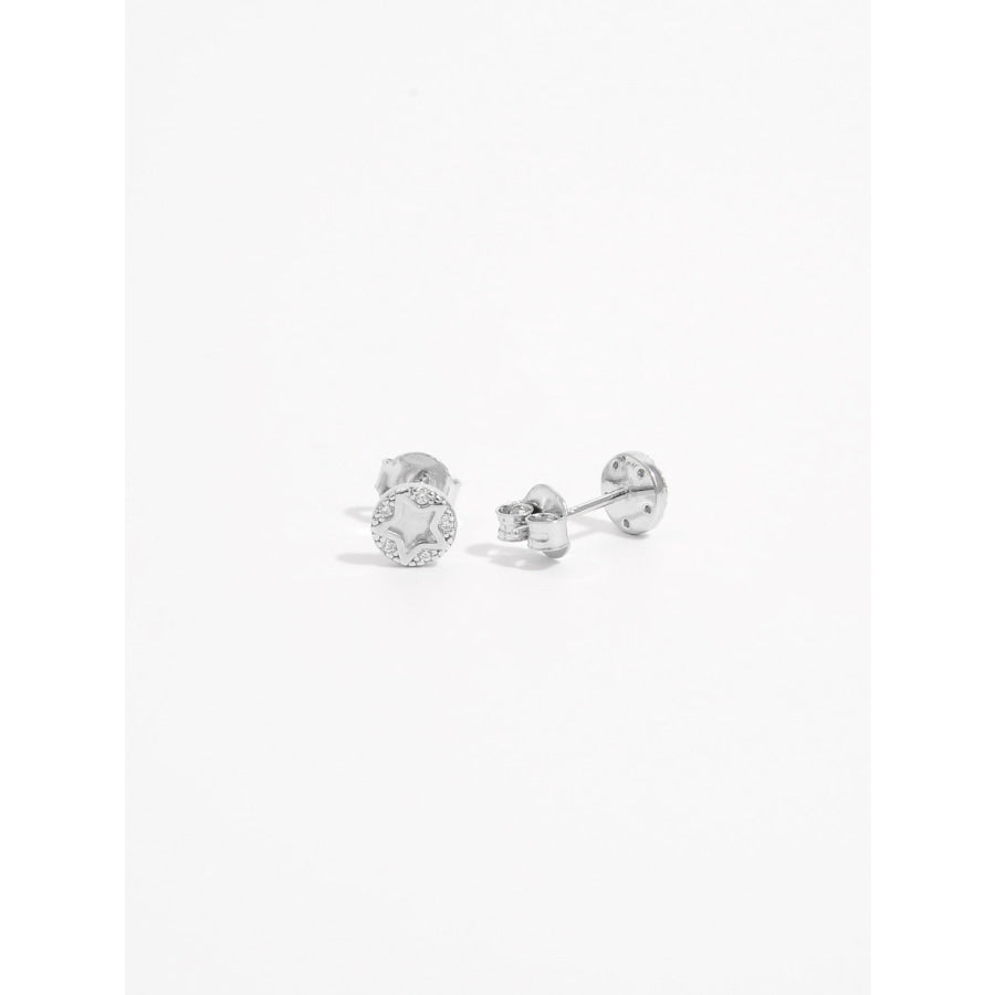 925 Sterling Silver Zircon Star Stud Earrings Silver / One Size Apparel and Accessories