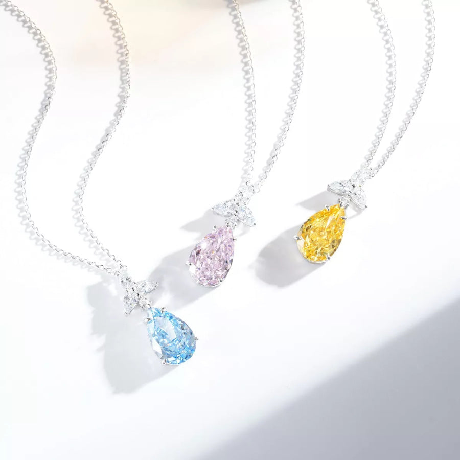 925 Sterling Silver Zircon Teardrop Necklace Apparel and Accessories