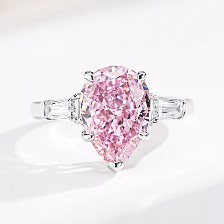 925 Sterling Silver Zircon Teardrop Ring Apparel and Accessories