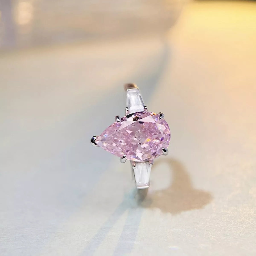 925 Sterling Silver Zircon Teardrop Ring Apparel and Accessories