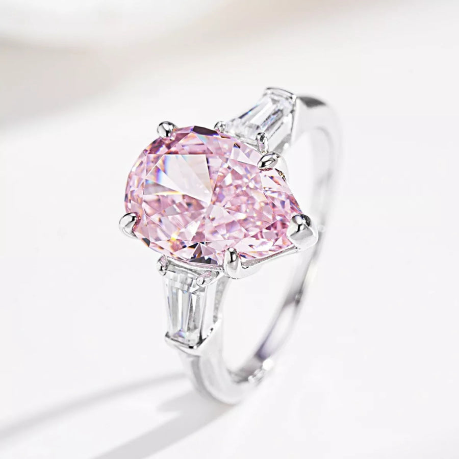 925 Sterling Silver Zircon Teardrop Ring Apparel and Accessories