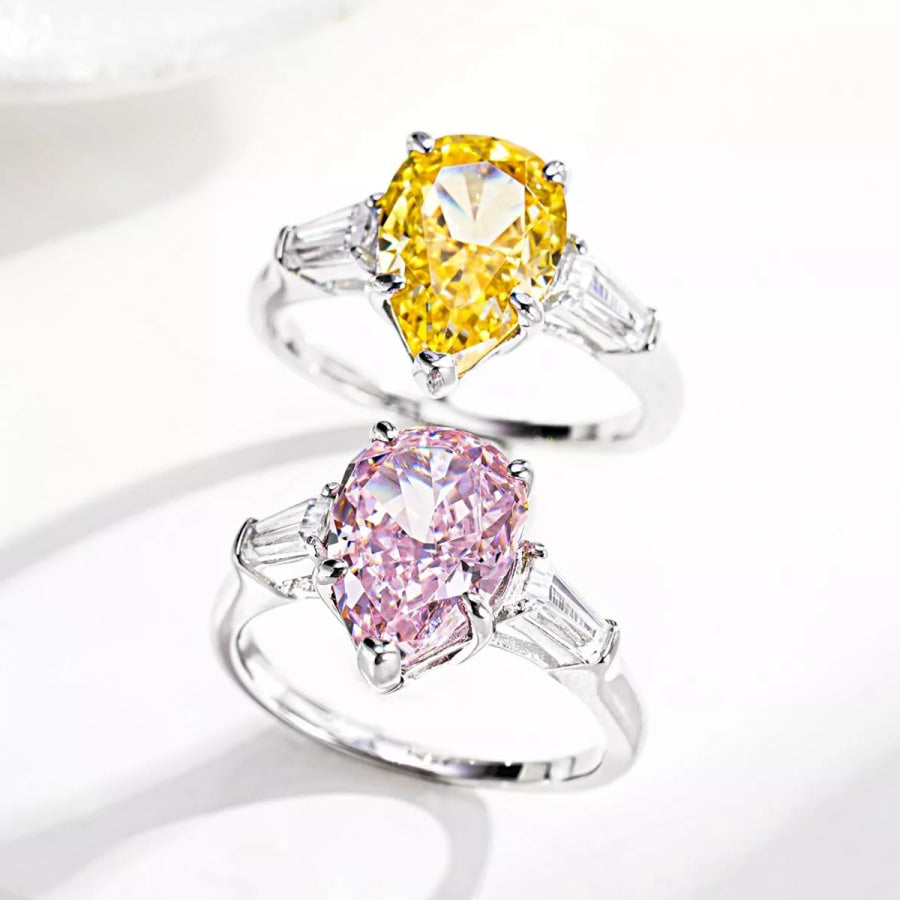 925 Sterling Silver Zircon Teardrop Ring Apparel and Accessories