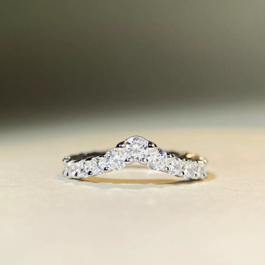 925 Sterling Silver Zircon V-Shaped Ring Apparel and Accessories