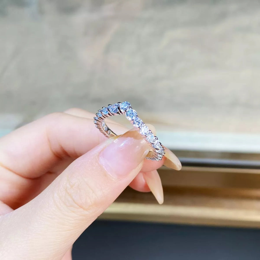 925 Sterling Silver Zircon V-Shaped Ring Apparel and Accessories
