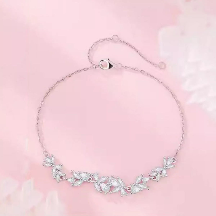 925 Sterling Silver Zircon Wisteria Bracelet Silver / One Size Apparel and Accessories
