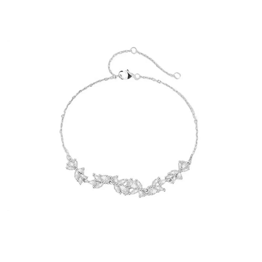 925 Sterling Silver Zircon Wisteria Bracelet Silver / One Size Apparel and Accessories