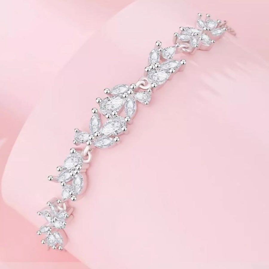 925 Sterling Silver Zircon Wisteria Bracelet Silver / One Size Apparel and Accessories
