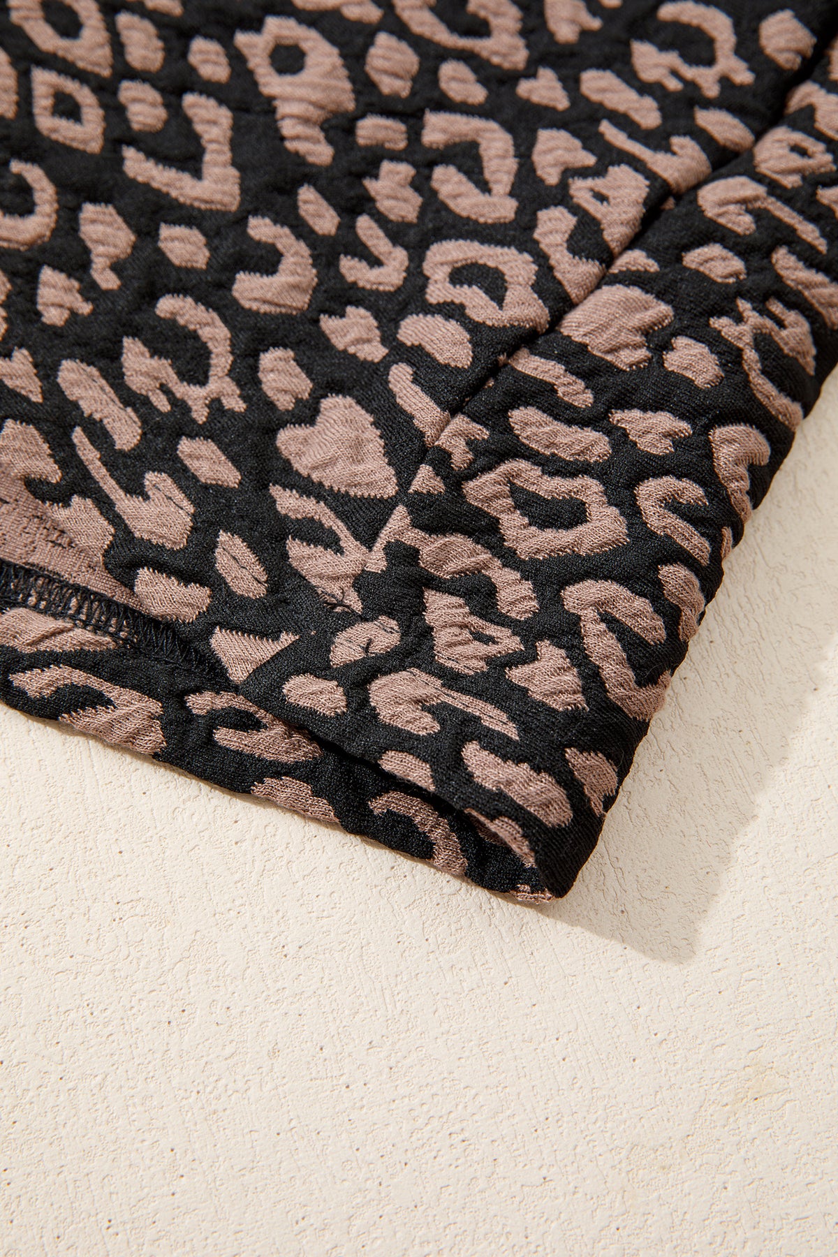 Black Leopard Print Bubble Sleeve Shift Mini Dress