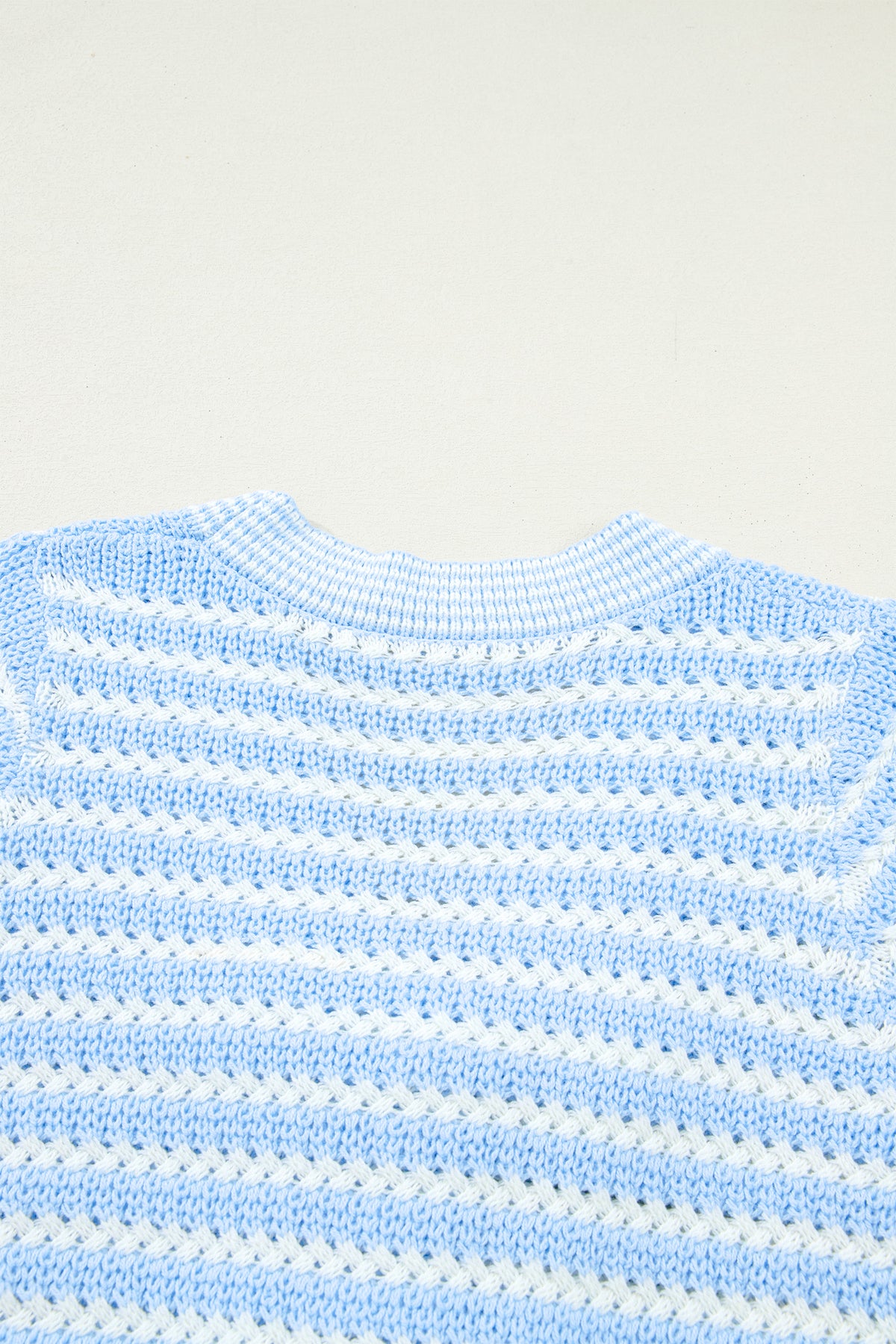 Green Stripe Short Sleeve Knit V Neck Bow Knot Sweater