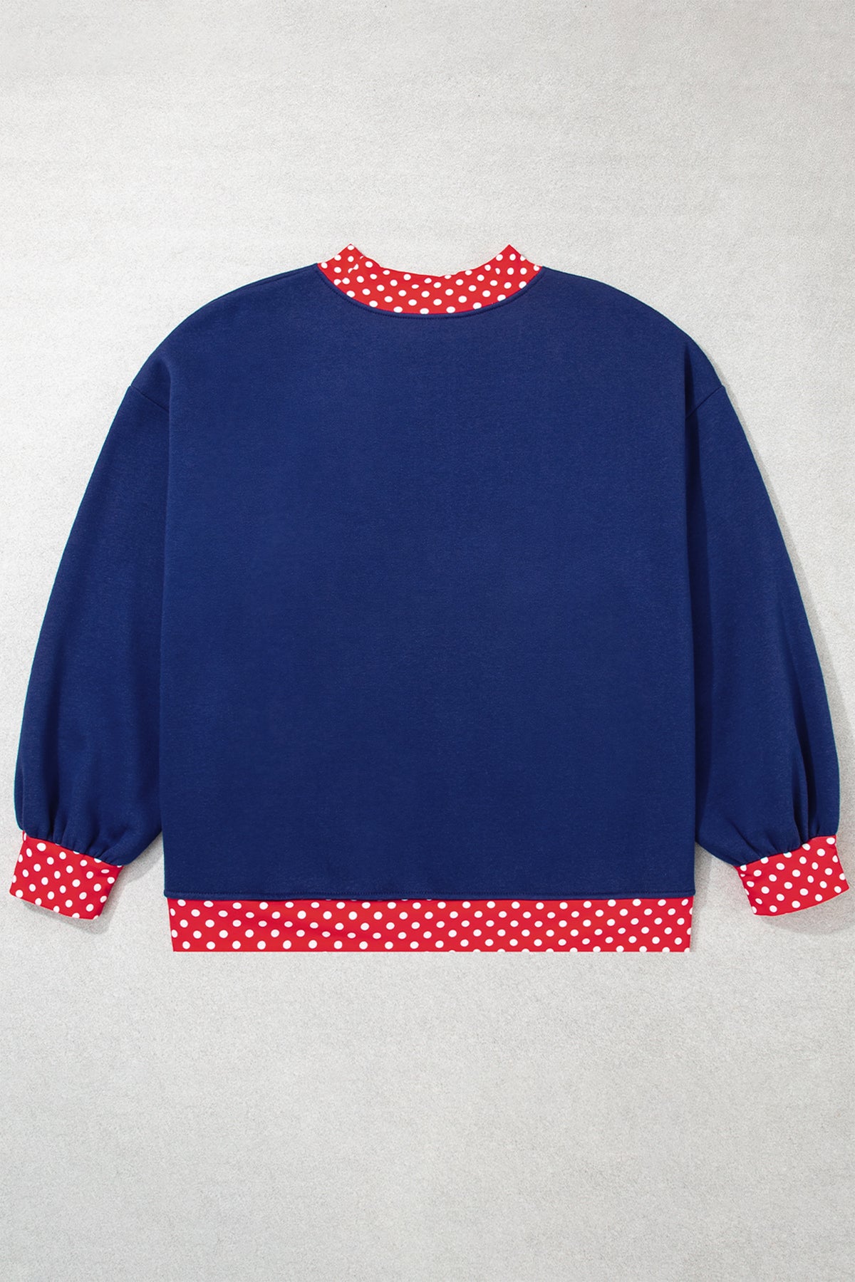 Racing Red Polka Dot Patchwork Round Neck Plus Size Sweatshirt