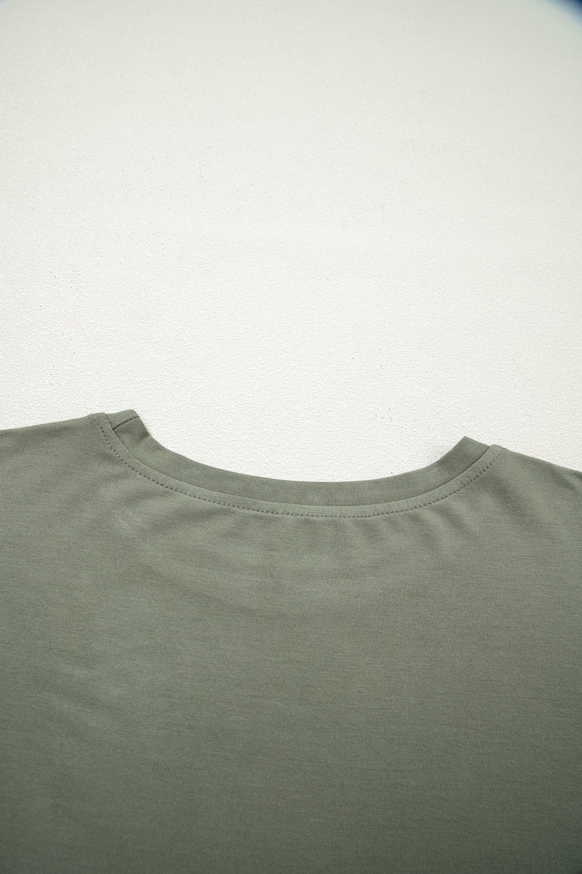 Laurel Green Solid Color Oversize Tee Tie Wrap Mini Skort 2pcs Set