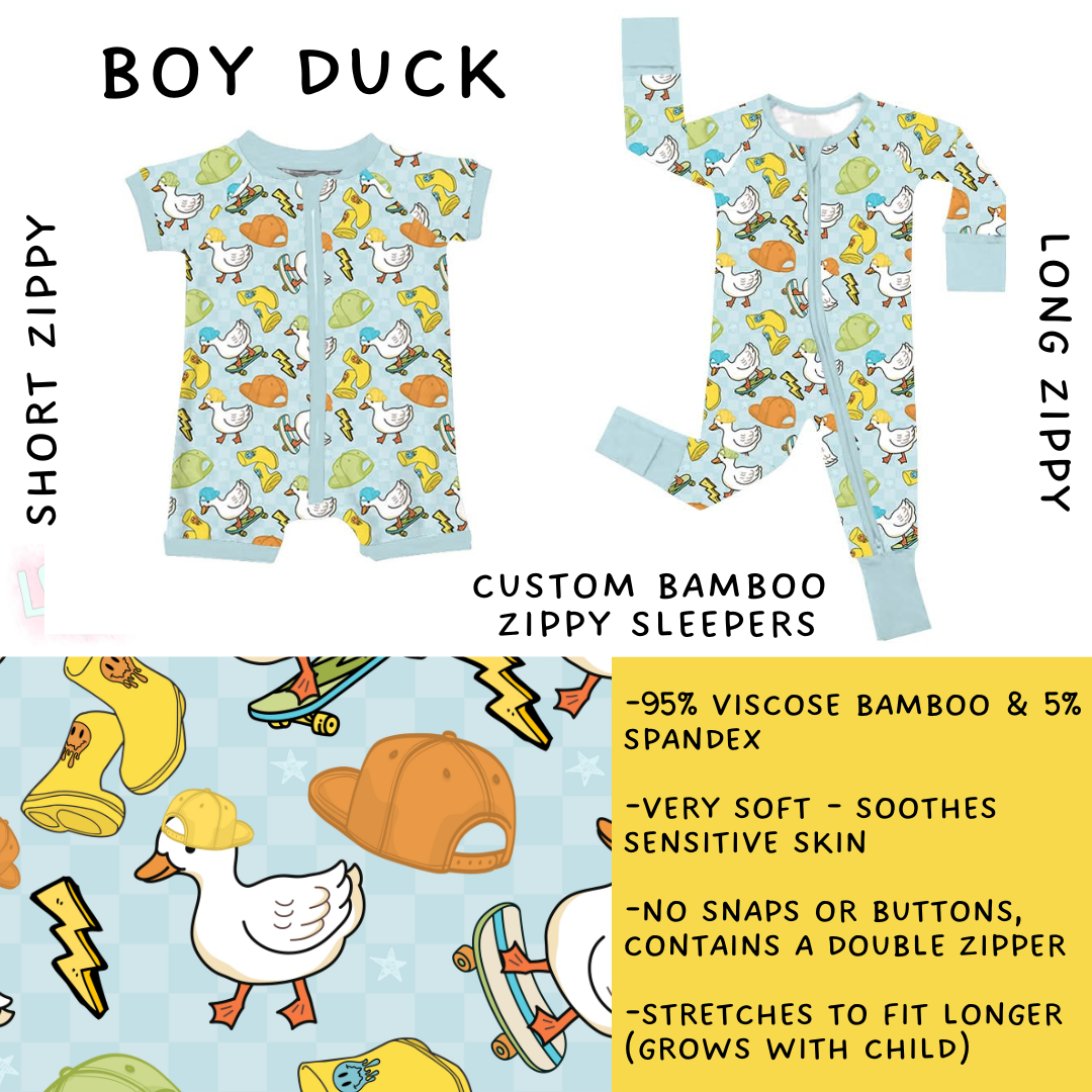 Preorder Custom Kids Bamboo Sleepwear - Boy Duck - Closes 31 Dec - ETA late Mar 2026