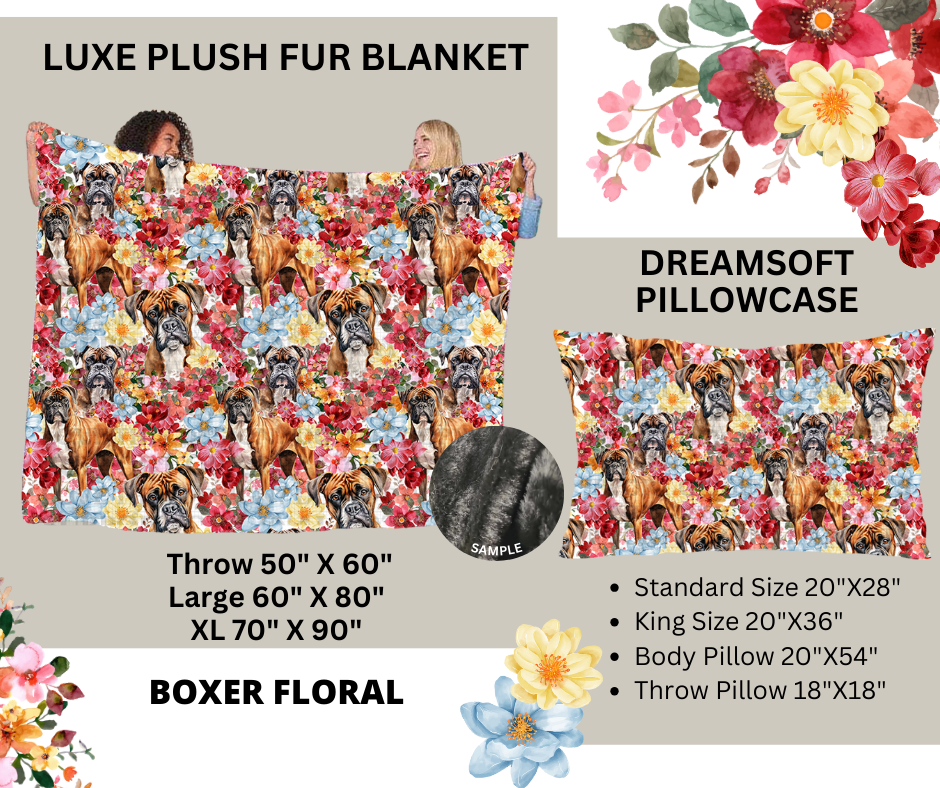 Preorder Custom Blankets / Pillowcases - Boxer Floral - Closes 24 Feb - ETA early Jun 2025