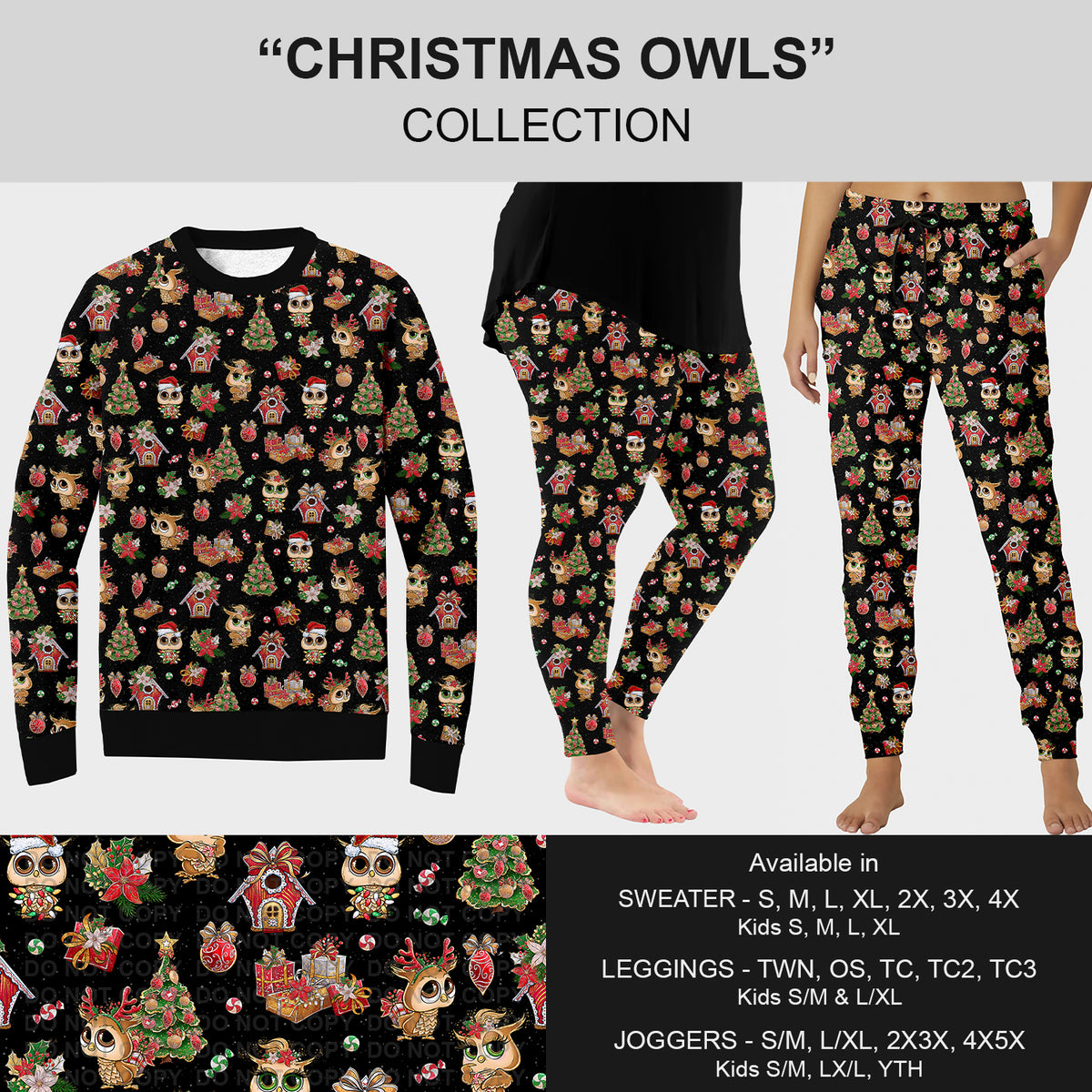 PREORDER Custom Styles - Christmas Owls - Closes 7 Oct - ETA early Jan 2026