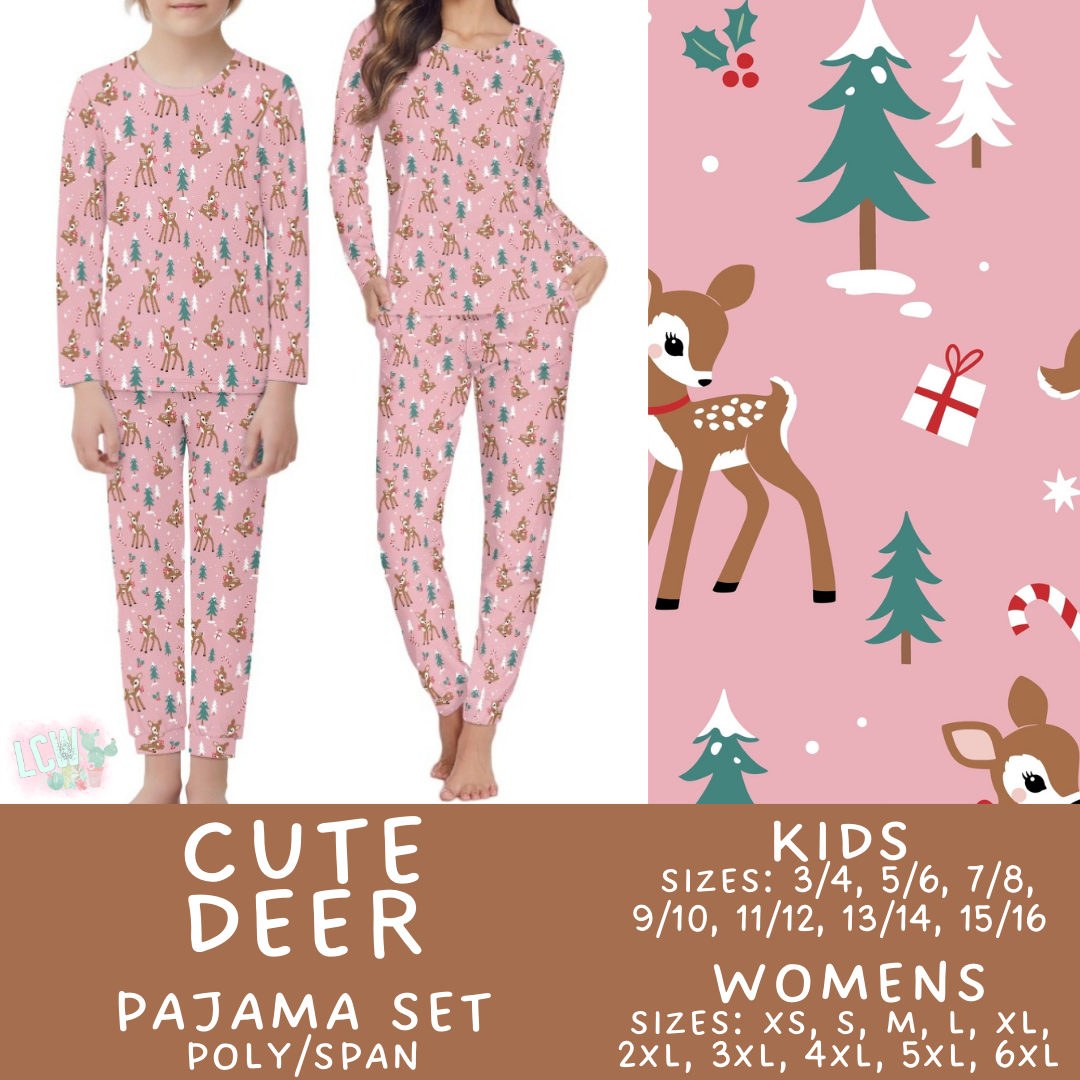 Preorder Custom Christmas Family PJ Sets - Cute Deer - Closes 12 Sep - ETA late Nov 2025