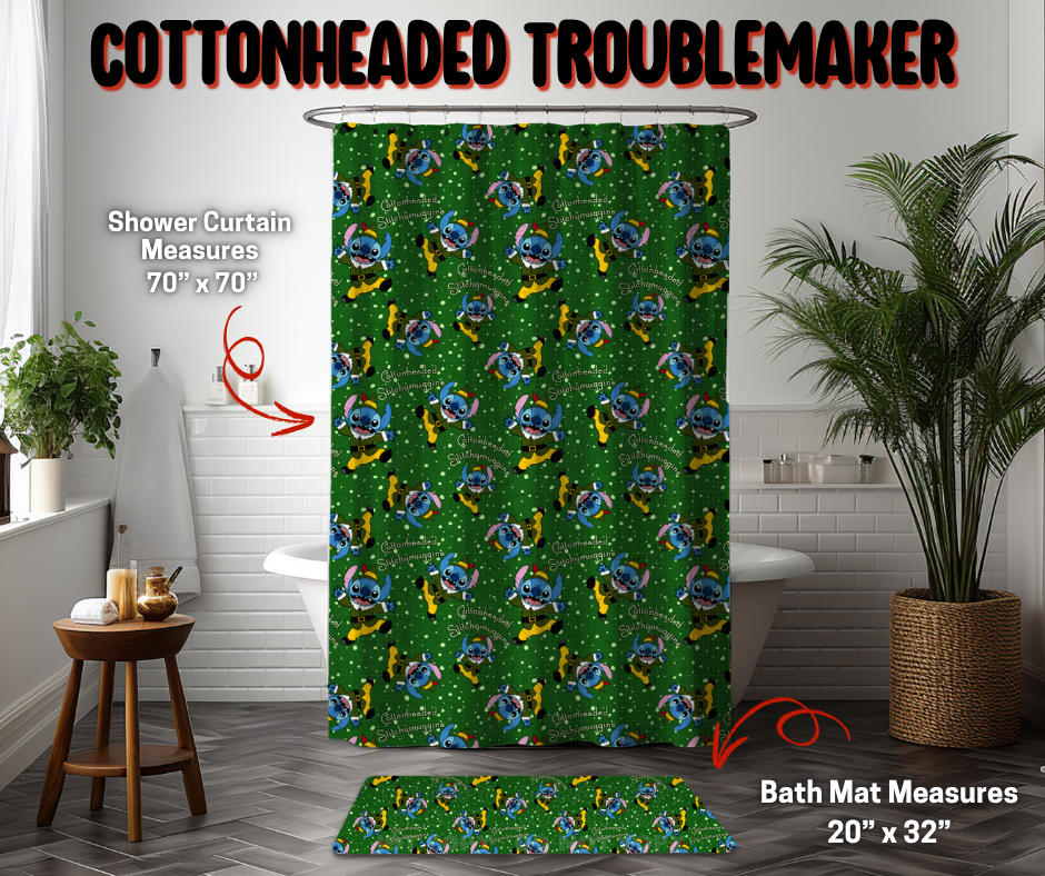 Preorder Custom Shower Curtain / Bath Mat - Cottonheaded Troublemaker - Closes 8 Sep - ETA early Jan 2026